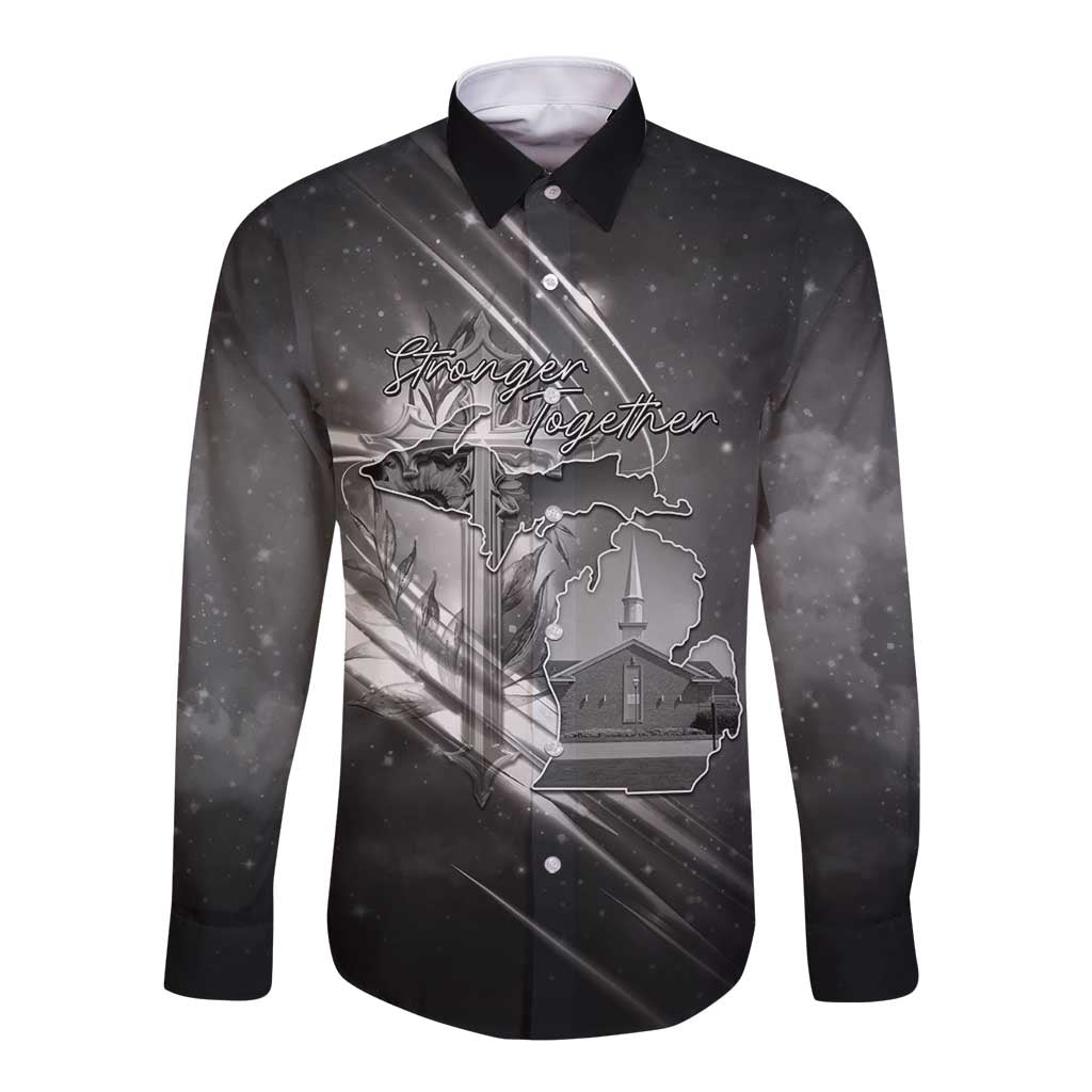 Pray For Grand Blanc Long Sleeve Button Shirt Pray For Liberty - Wonder Print Shop