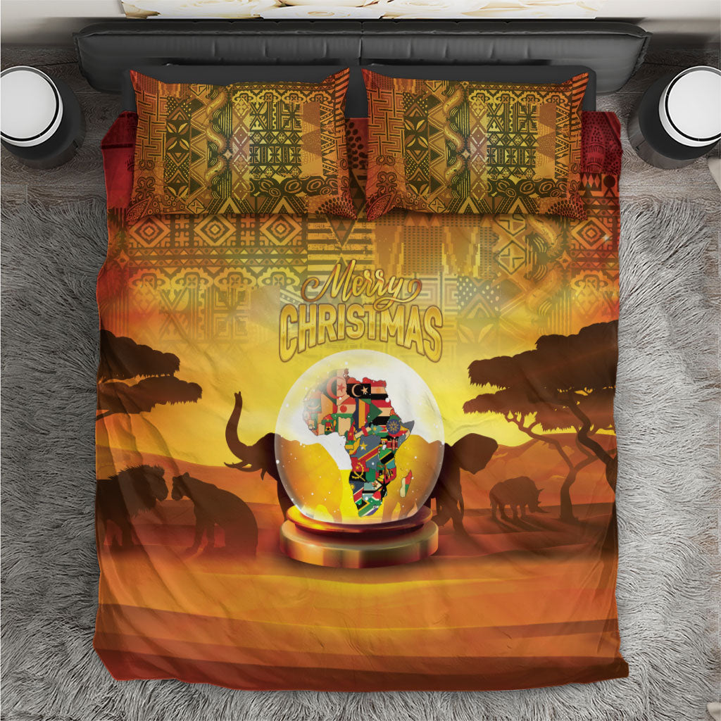 African Flags Map Christmas Bedding Set Afro Heritage