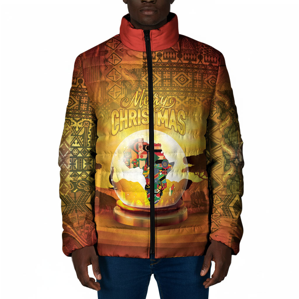 African Flags Map Christmas Padded Jacket Afro Heritage