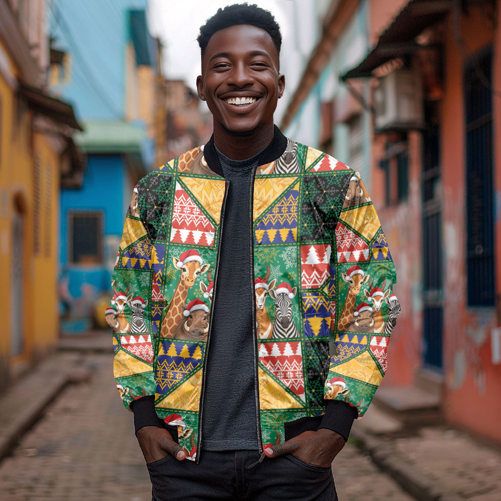 South Africa Christmas Bomber Jacket Patchwork Style
