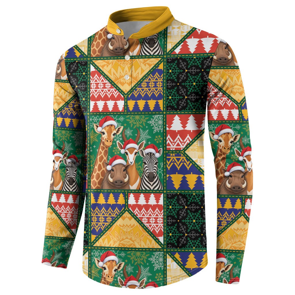 South Africa Christmas Button Sweatshirt Patchwork Style