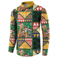 South Africa Christmas Button Sweatshirt Patchwork Style