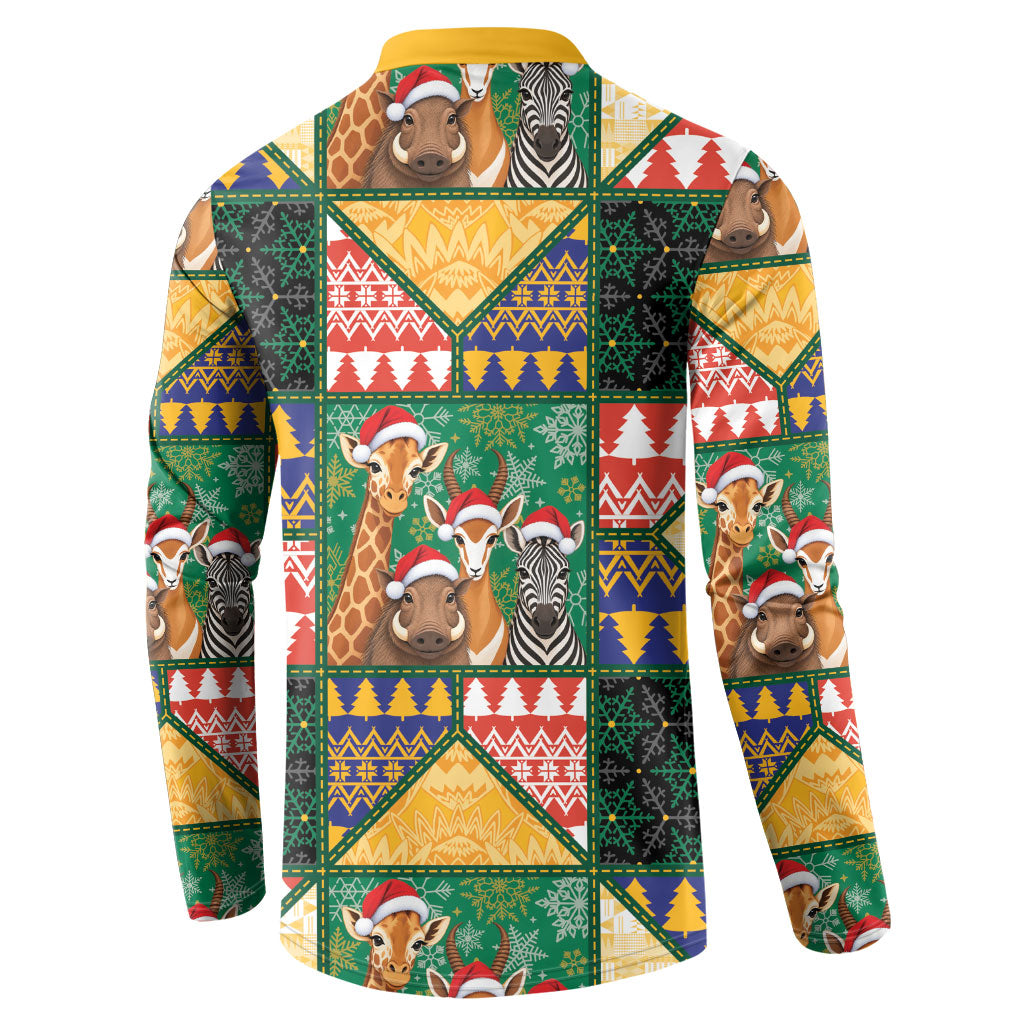 South Africa Christmas Button Sweatshirt Patchwork Style