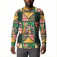 South Africa Christmas Button Sweatshirt Patchwork Style