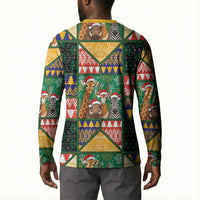 South Africa Christmas Button Sweatshirt Patchwork Style