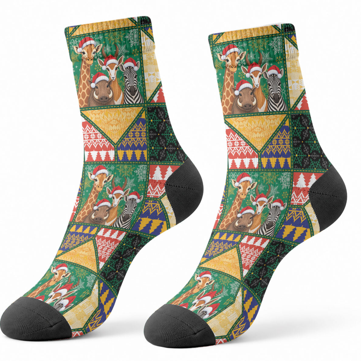 South Africa Christmas Crew Socks Patchwork Style