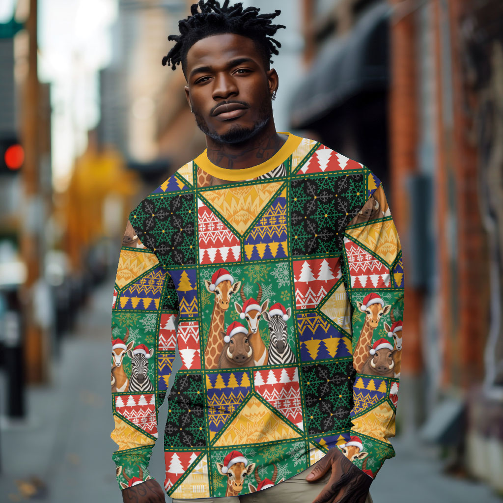 South Africa Christmas Long Sleeve Shirt Patchwork Style