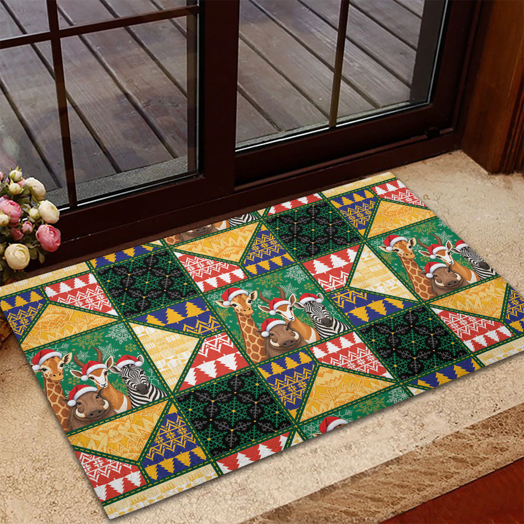 South Africa Christmas Rubber Doormat Patchwork Style