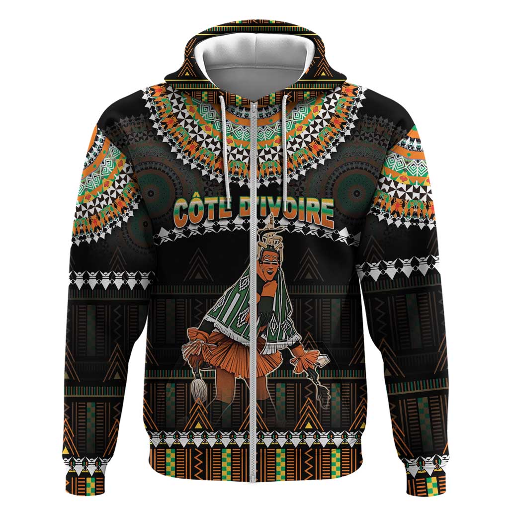 Ivory Coast Festival Of Masks Zip Hoodie Traditional Zaouli Dance LT05 - Wonder Print Shop