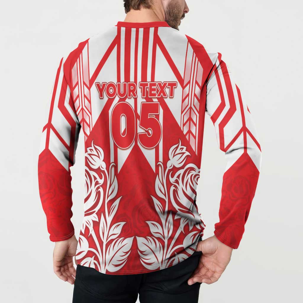 England Red Rose Rugby Custom Button Sweatshirt Sporty Style - Wonder Print Shop