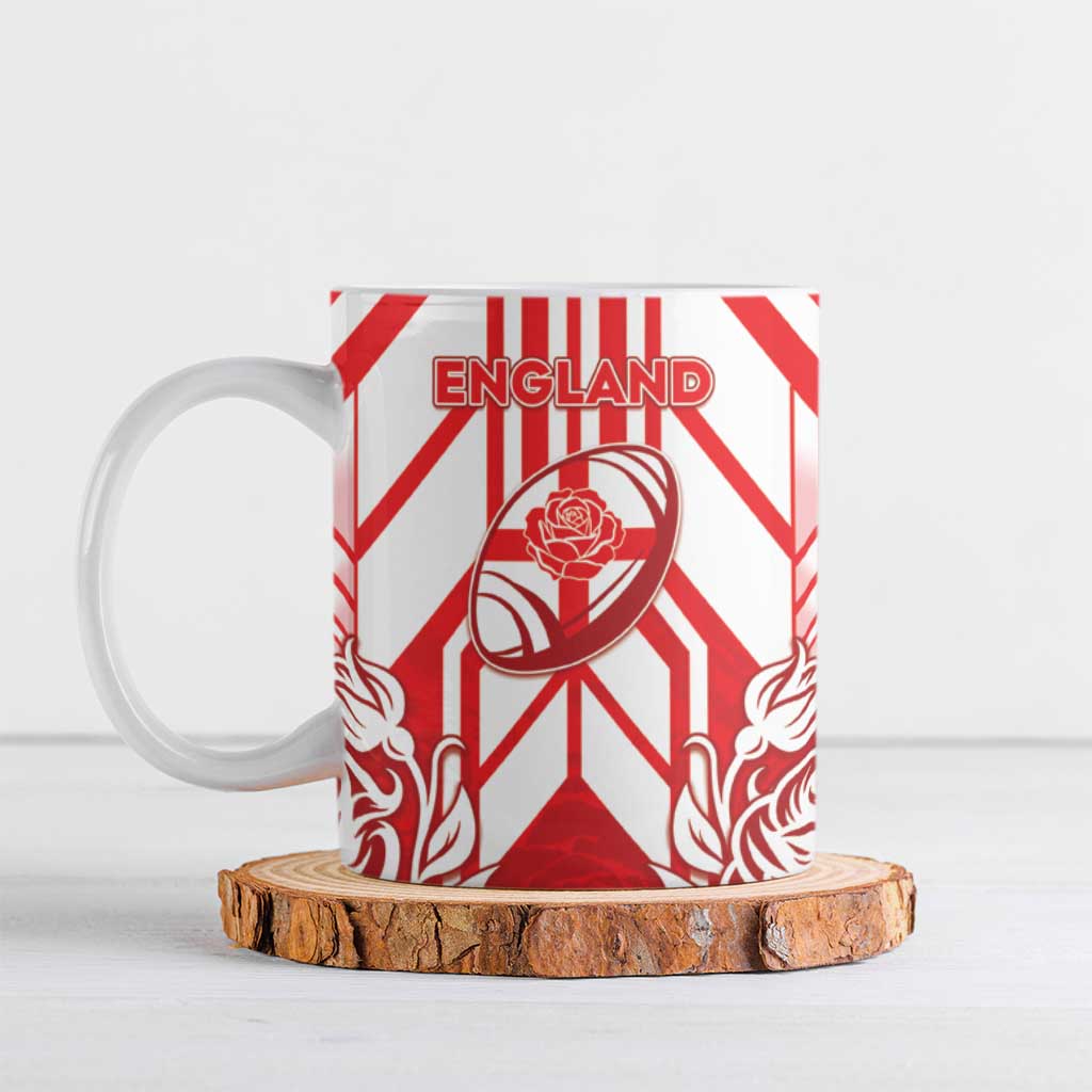 England Red Rose Rugby Custom Ceramic Mug Sporty Style - Wonder Print Shop