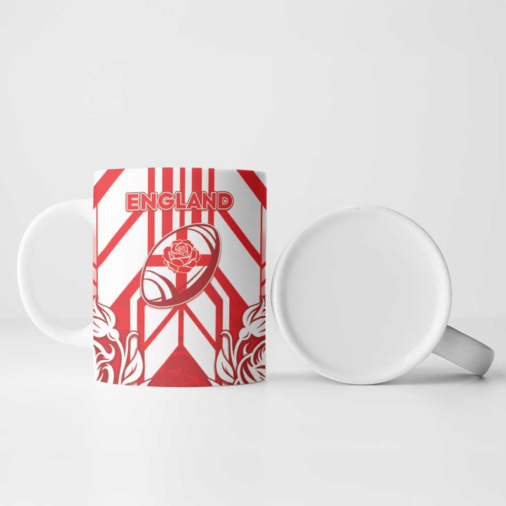 England Red Rose Rugby Custom Ceramic Mug Sporty Style - Wonder Print Shop