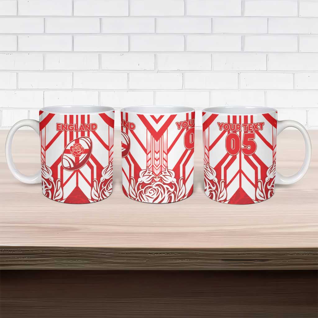 England Red Rose Rugby Custom Ceramic Mug Sporty Style - Wonder Print Shop