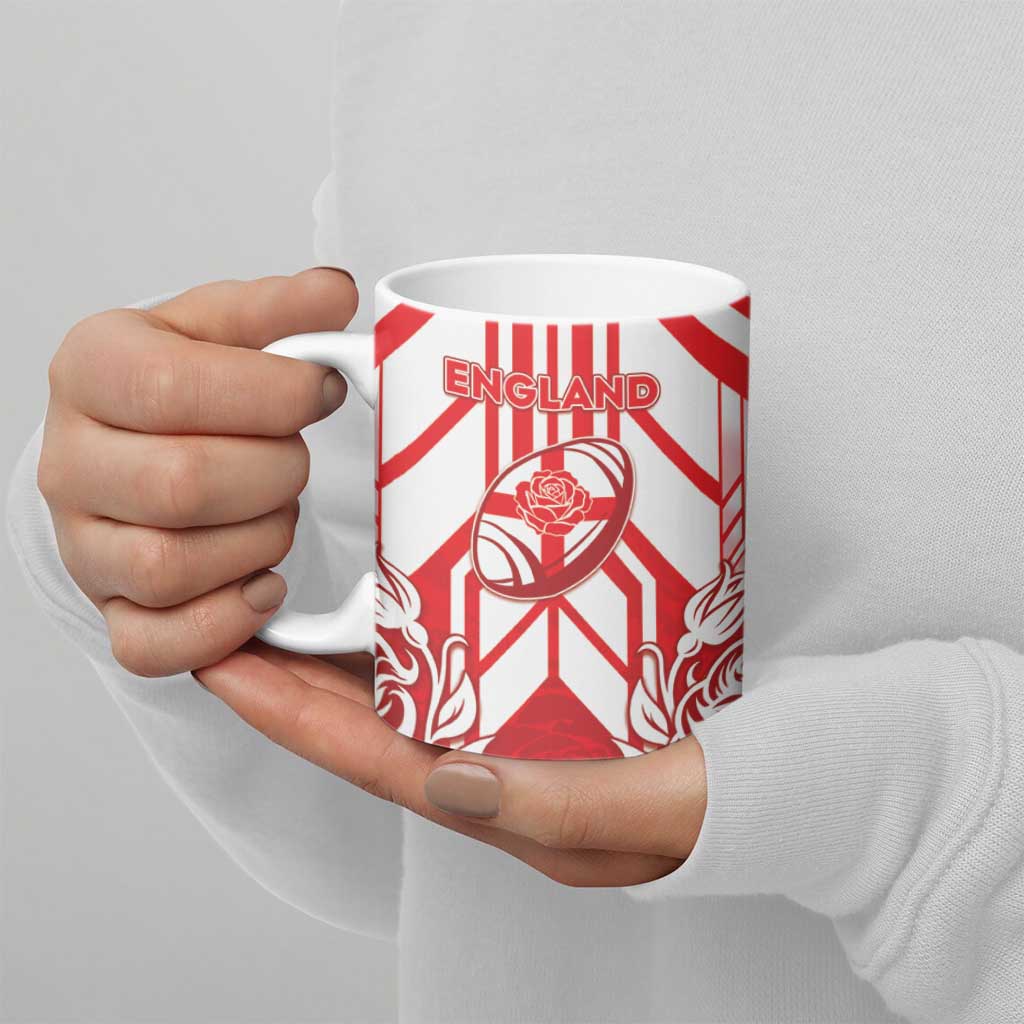 England Red Rose Rugby Custom Ceramic Mug Sporty Style - Wonder Print Shop