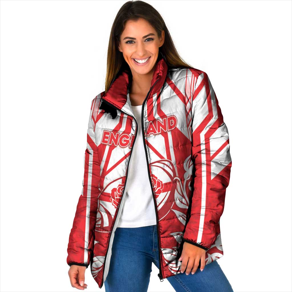 England Red Rose Rugby Custom Padded Jacket Sporty Style - Wonder Print Shop