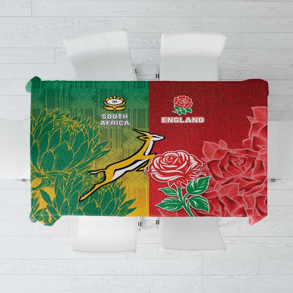 South Africa And England Rugby Tablecloth Springboks And Red Rose Together - Wonder Print Shop