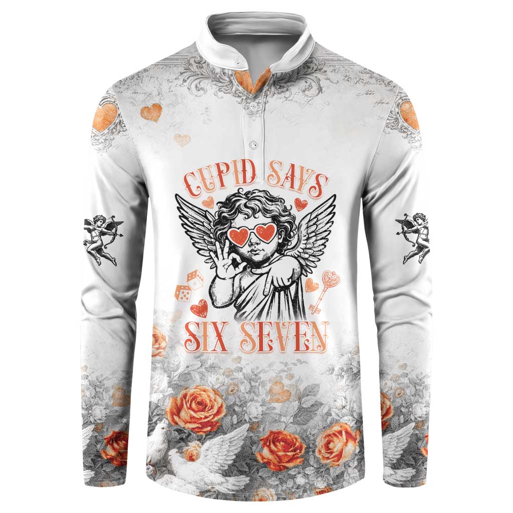 Funny Valentines Day Button Sweatshirt Cupid Says 67
