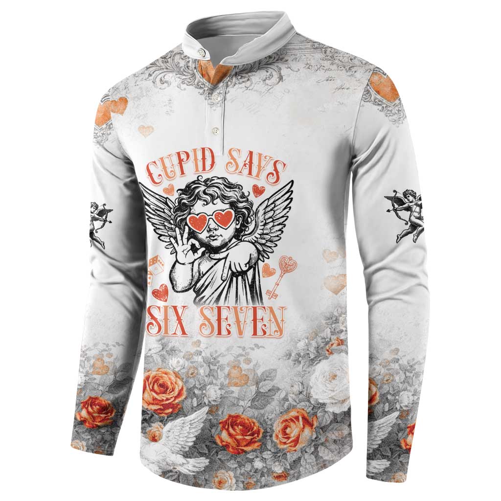 Funny Valentines Day Button Sweatshirt Cupid Says 67