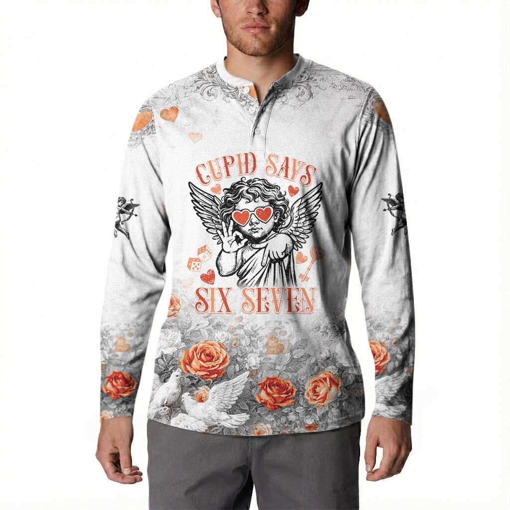 Funny Valentines Day Button Sweatshirt Cupid Says 67