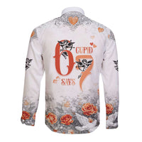 Funny Valentines Day Long Sleeve Button Shirt Cupid Says 67