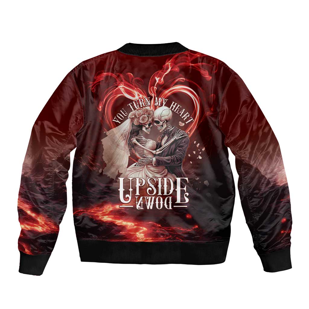 Skull Valentines Day Bomber Jacket I Love You To The Upside Down And Back