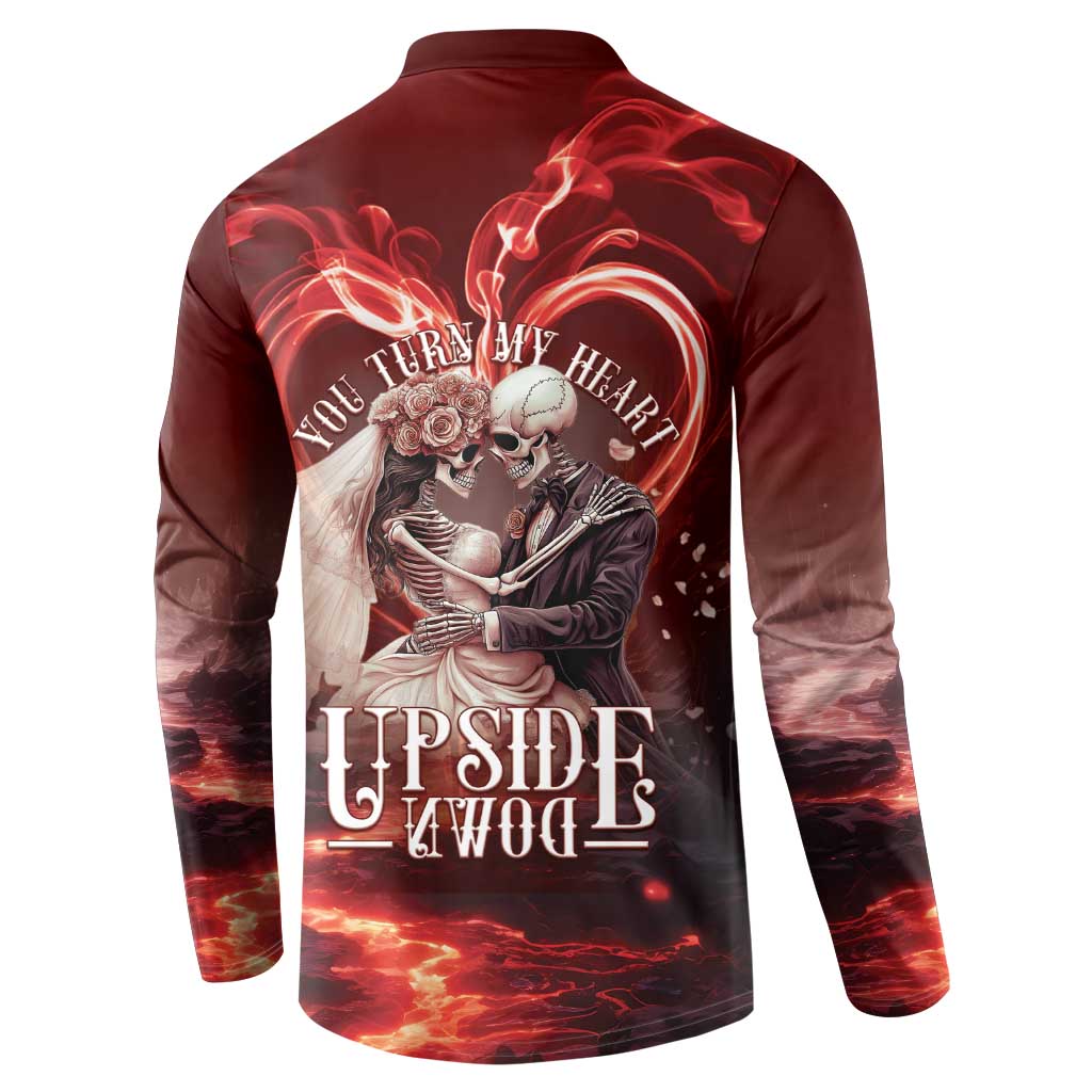Skull Valentines Day Button Sweatshirt I Love You To The Upside Down And Back