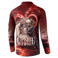 Skull Valentines Day Button Sweatshirt I Love You To The Upside Down And Back