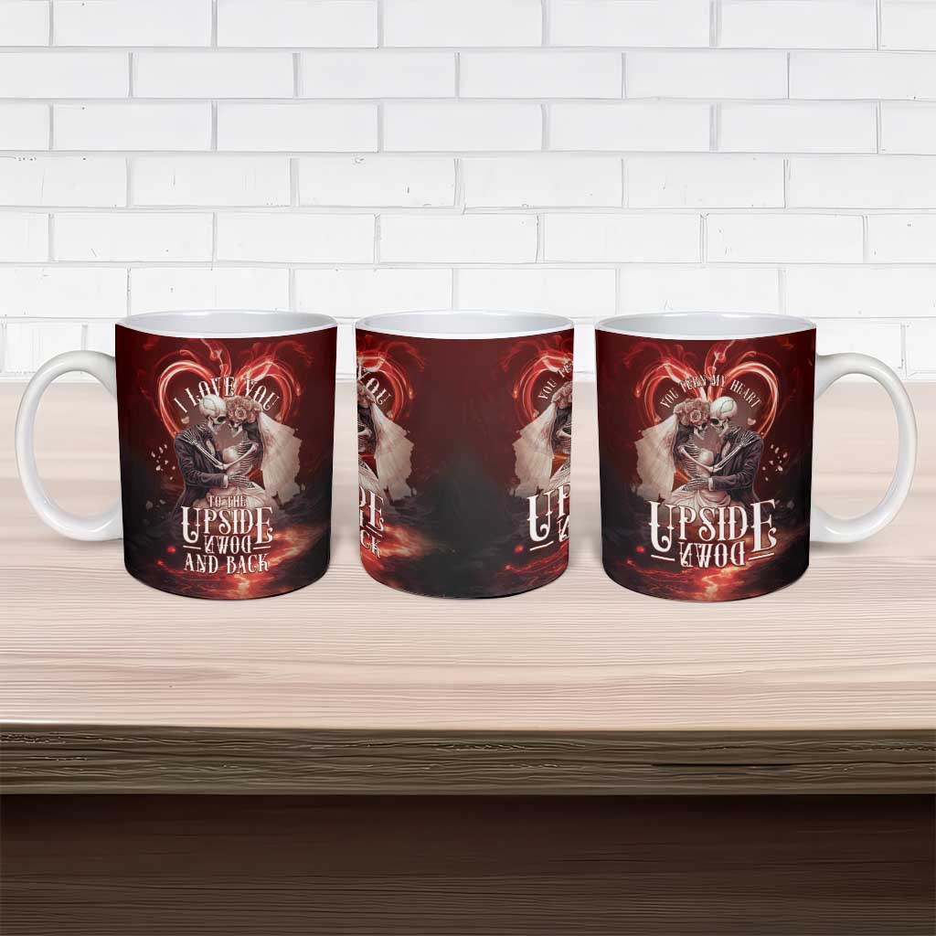 Skull Valentines Day Ceramic Mug I Love You To The Upside Down And Back