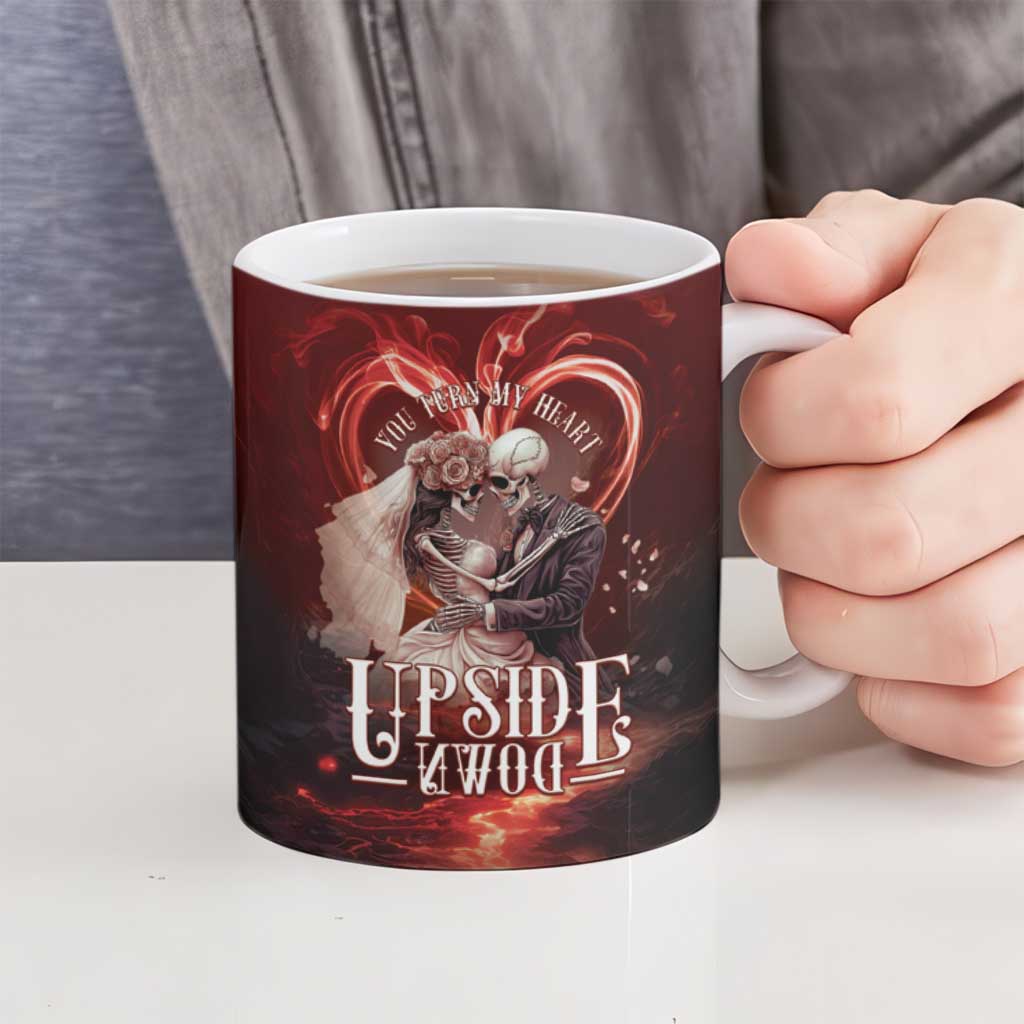 Skull Valentines Day Ceramic Mug I Love You To The Upside Down And Back