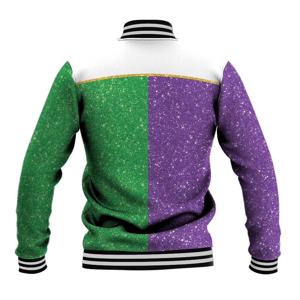 Mardi Gras Crown Baseball Jacket Western Yoke Glitter Style