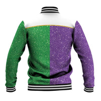 Mardi Gras Crown Baseball Jacket Western Yoke Glitter Style