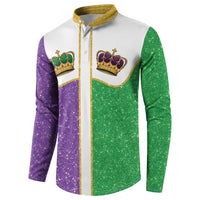 Mardi Gras Crown Button Sweatshirt Western Yoke Glitter Style