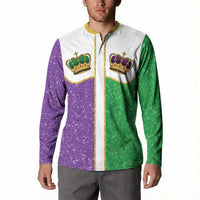 Mardi Gras Crown Button Sweatshirt Western Yoke Glitter Style