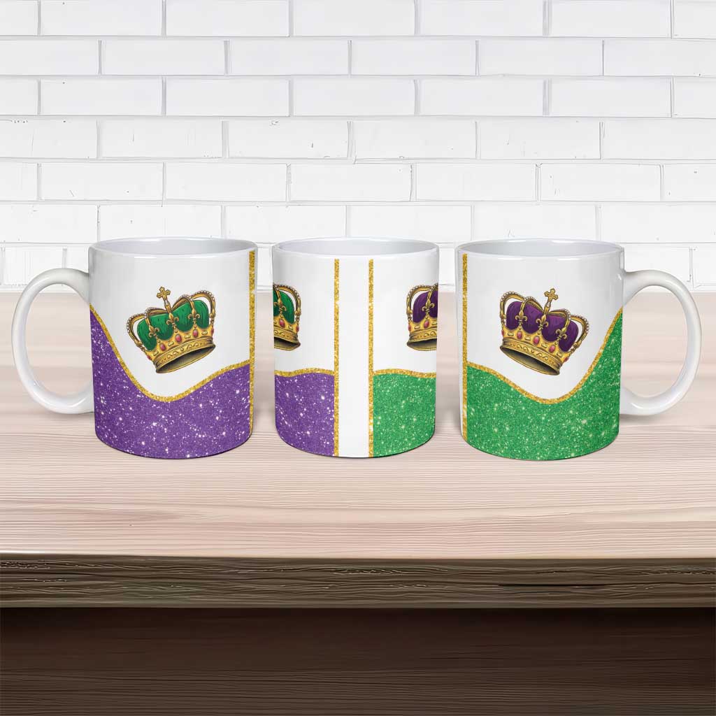 Mardi Gras Crown Ceramic Mug Western Yoke Glitter Style