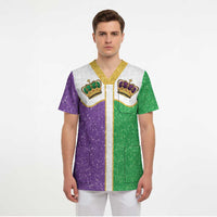 Mardi Gras Crown Scrub Top Western Yoke Glitter Style