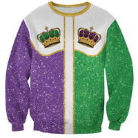 Mardi Gras Crown Sweatshirt Western Yoke Glitter Style