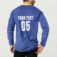 Custom Barbados 2026 Cricket Button Sweatshirt Tridents Rise