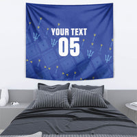 Custom Barbados 2026 Cricket Tapestry Tridents Rise