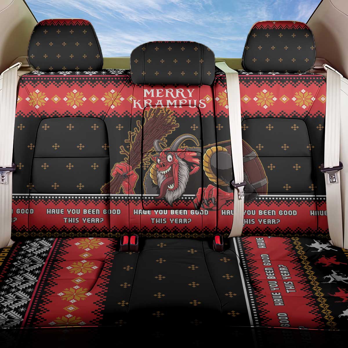 Merry Christmas Krampus Back Car Seat Cover Have You Been Good This Year