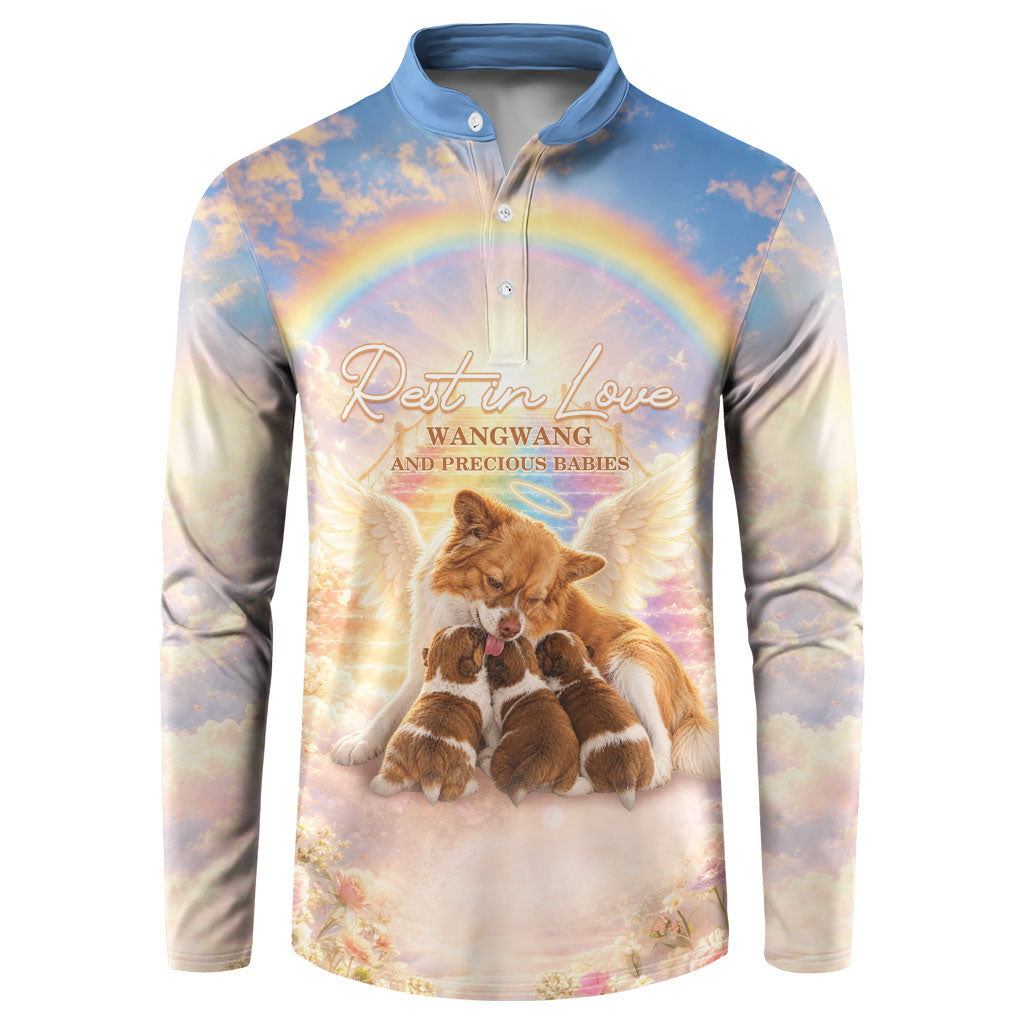 Justice For WangWang Angel Dog Button Sweatshirt Rest In Love