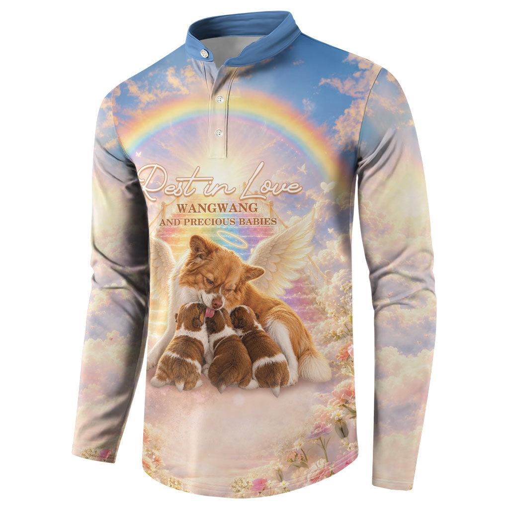 Justice For WangWang Angel Dog Button Sweatshirt Rest In Love