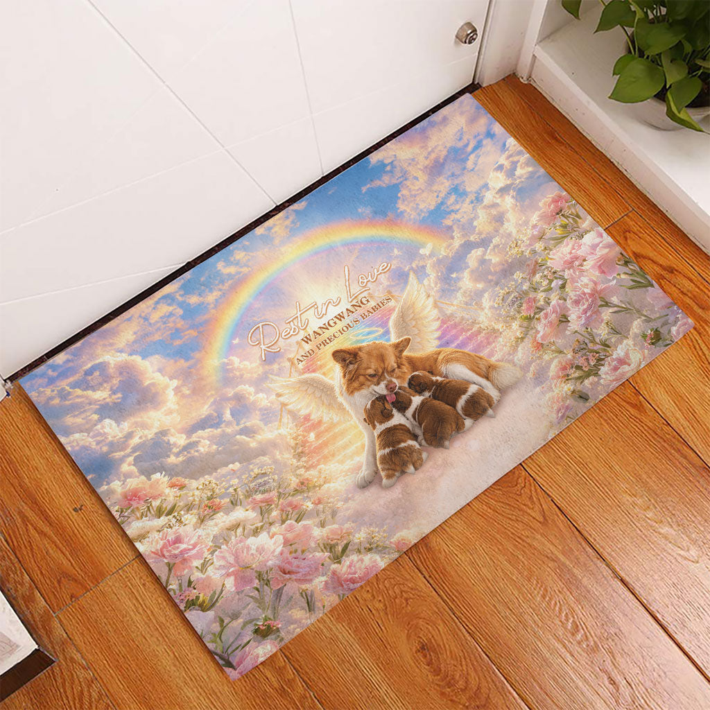 Justice For WangWang Angel Dog Rubber Doormat Rest In Love