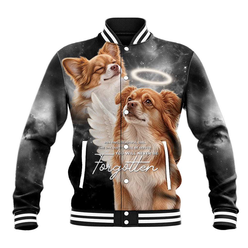 WangWang Angel Dog Remembrance Baseball Jacket You Will Never Be Forgotten