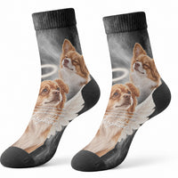 WangWang Angel Dog Remembrance Crew Socks You Will Never Be Forgotten