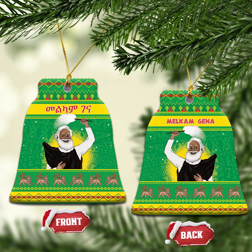 Green ceramic ornament front and back shown; round shape with bearded figure and FRONT/BACK tags