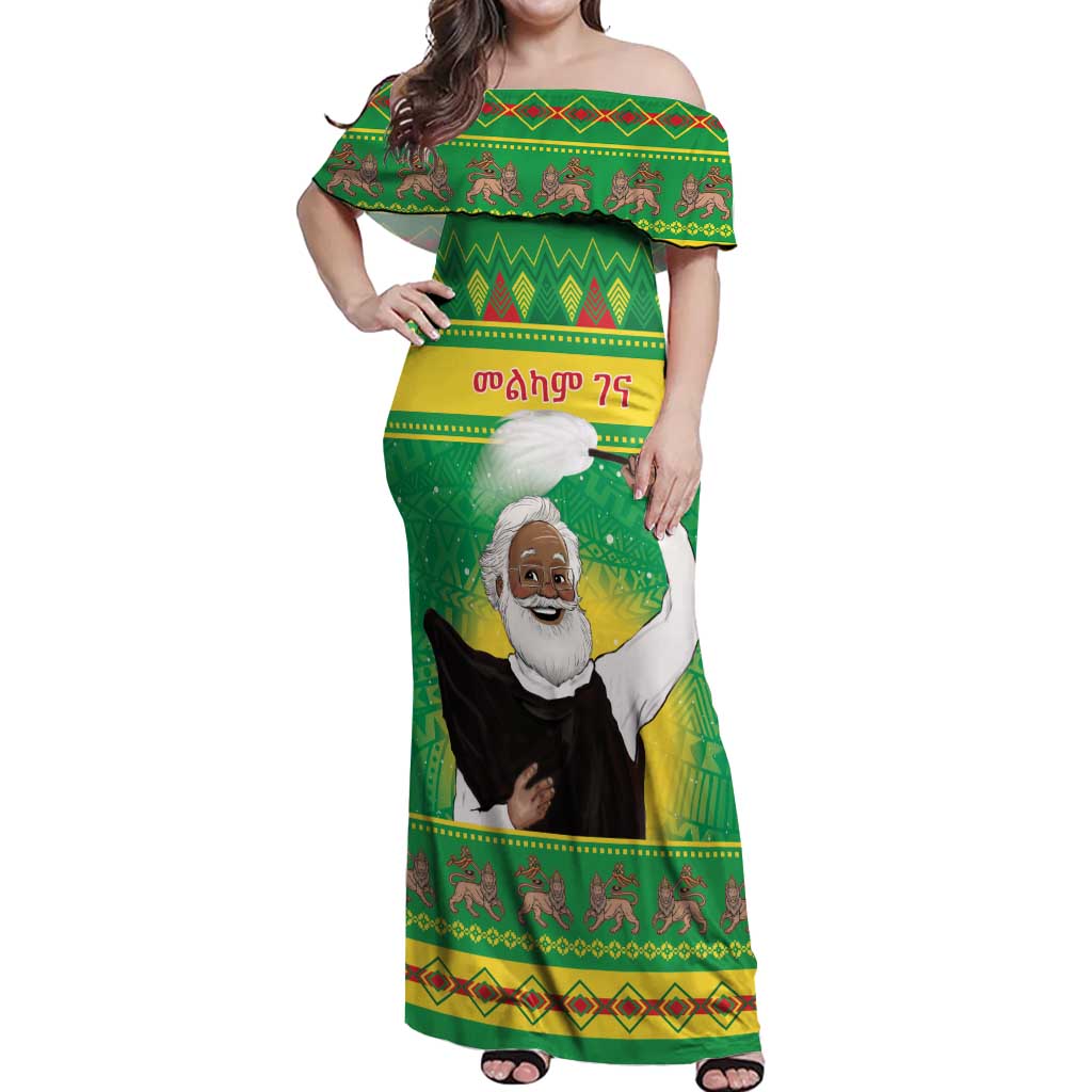 Ethiopia Christmas Off Shoulder Maxi Dress Melkam Gena Yegena Abat