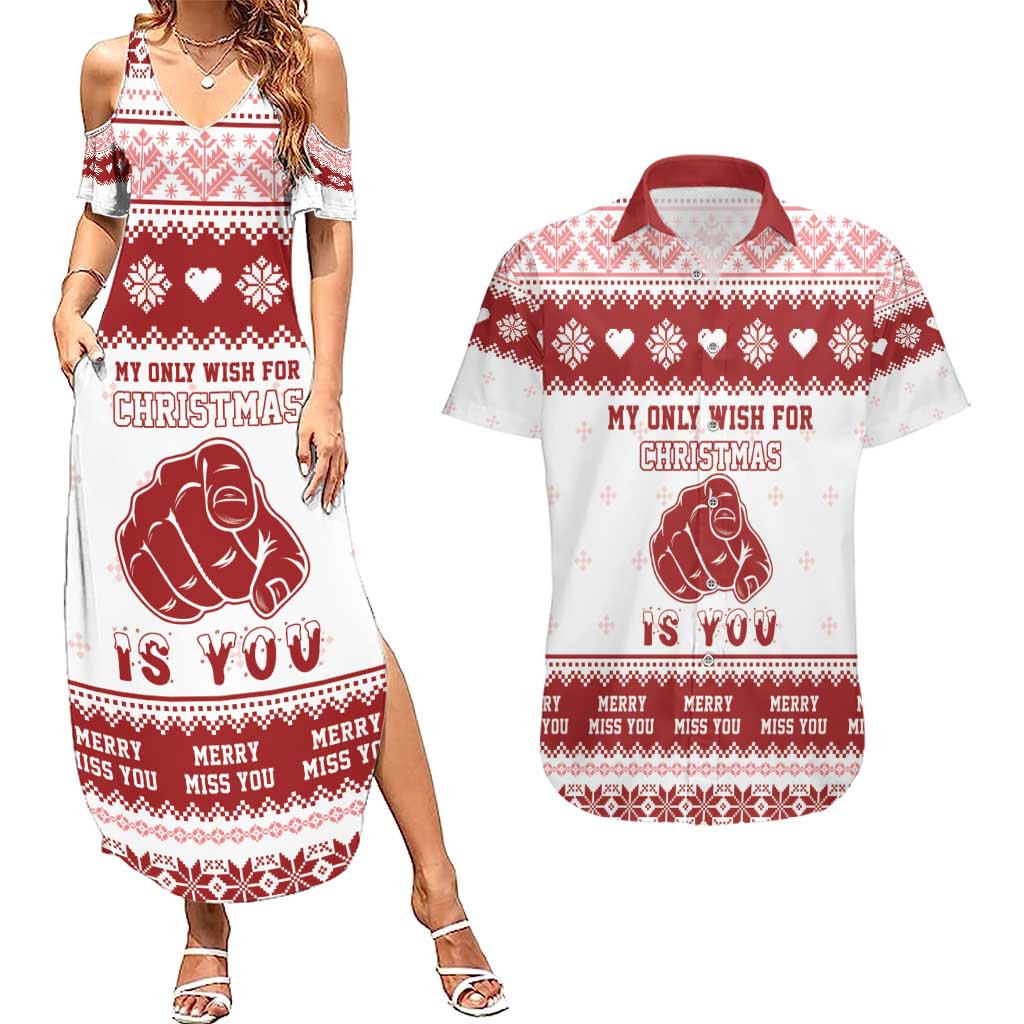 Romantic Christmas Couples Matching Summer Maxi Dress and Hawaiian Shirt My Only Wish For Xmas Is You LT05 - Wonder Print Shop