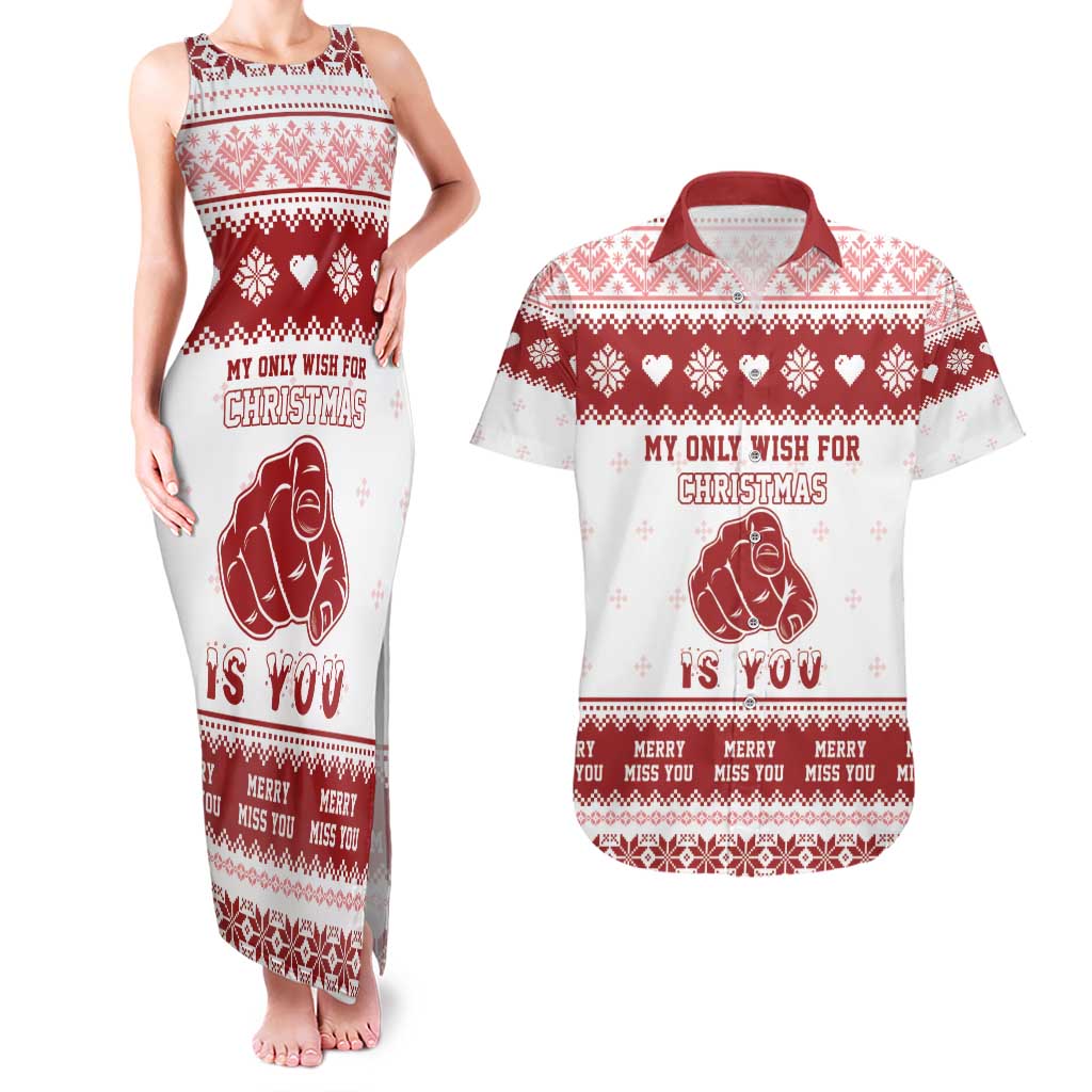 Romantic Christmas Couples Matching Tank Maxi Dress and Hawaiian Shirt My Only Wish For Xmas Is You LT05 - Wonder Print Shop