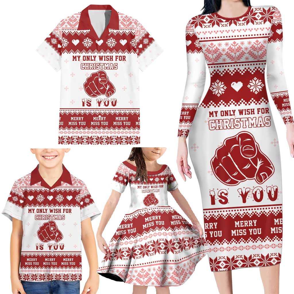 Romantic Christmas Family Matching Long Sleeve Bodycon Dress and Hawaiian Shirt My Only Wish For Xmas Is You LT05 - Wonder Print Shop