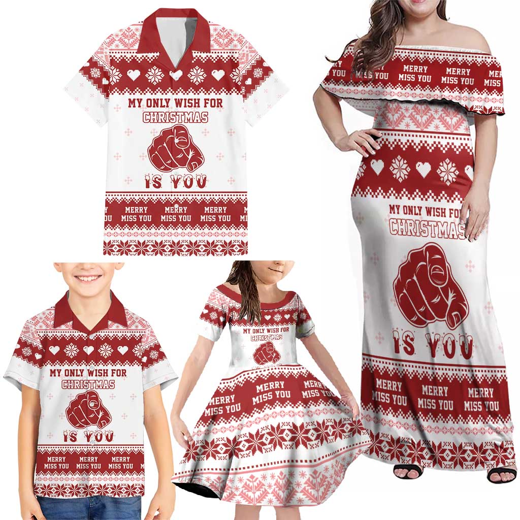 Romantic Christmas Family Matching Off Shoulder Maxi Dress and Hawaiian Shirt My Only Wish For Xmas Is You LT05 - Wonder Print Shop